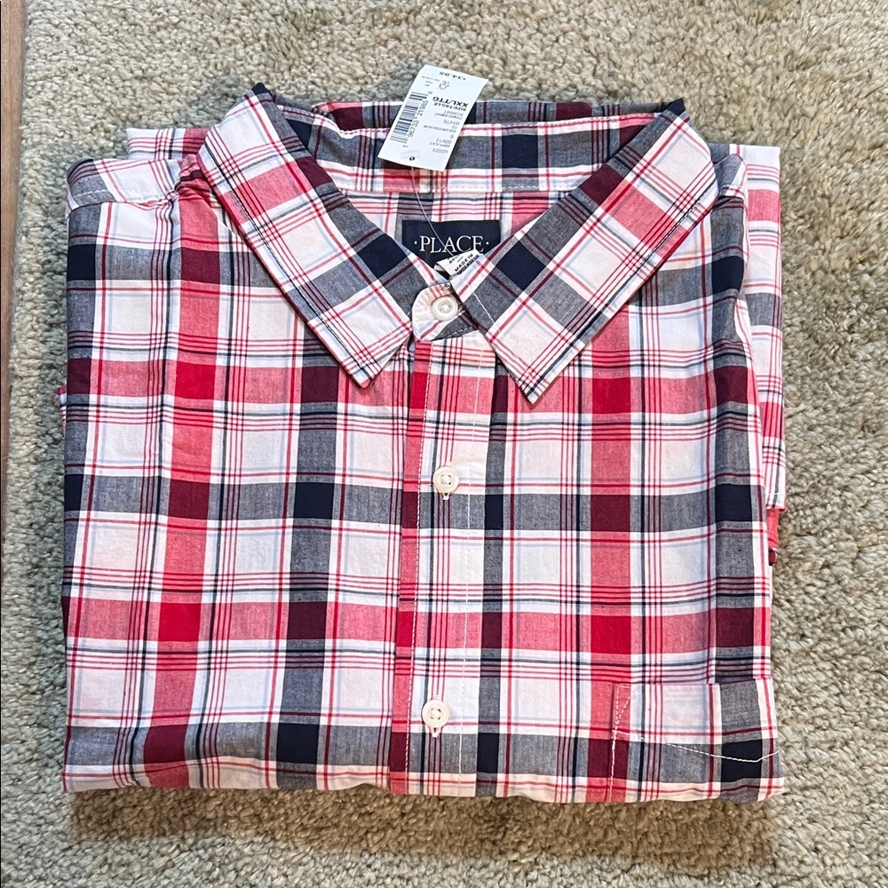 Men’s size XXL  place brand red blue plaid dress shirt